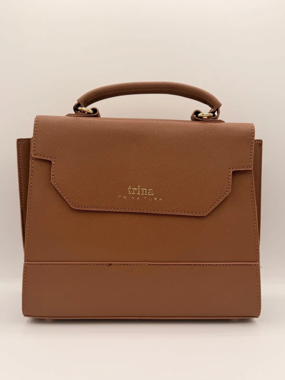 Trina Turk Brown Structured Top-Handle Bag